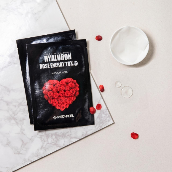 Детокс‑маска с экстрактом розы MEDIPEEL⁺ Hyaluron Rose Energy Tox Ampoule Mask (30мл) | Ecoplace