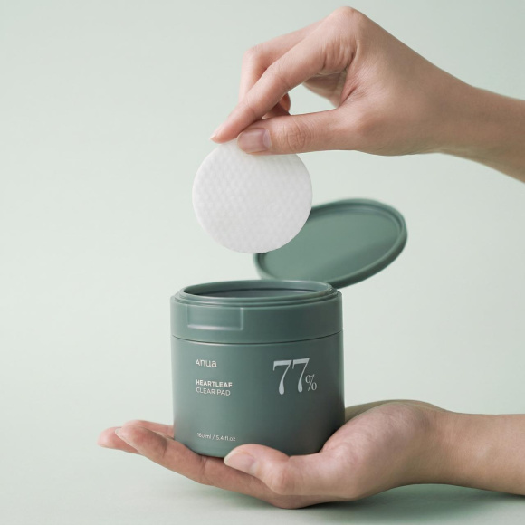ПЭДы с&nbsp;экстрактом хауттюйнии и&nbsp;глюконолактоном ANUA Heartleaf 77% Clear Pad&nbsp;(160мл) | Ecoplace