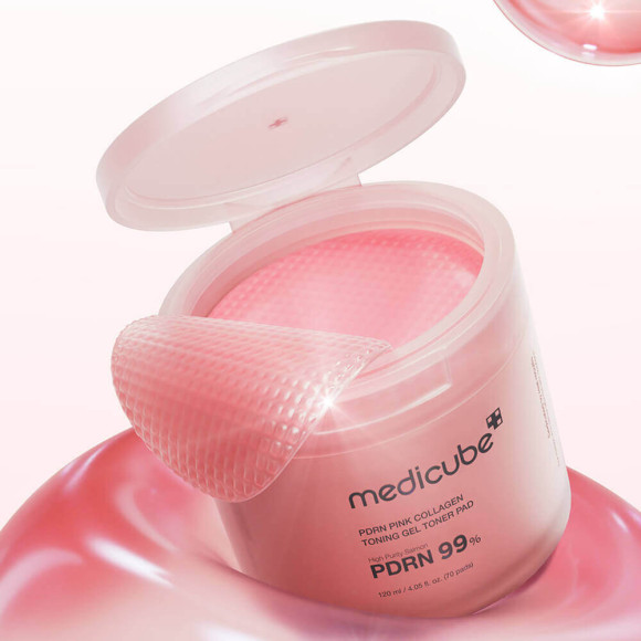 Пэды с&nbsp;ПДРН и&nbsp;коллагеном MEDICUBE PDRN Pink Collagen Toning Gel&nbsp;Toner Pad&nbsp;(70шт) | Ecoplace