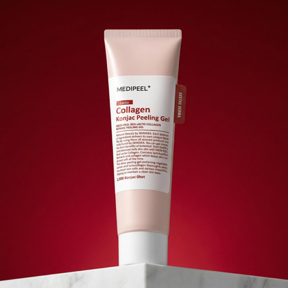 Пилинг‑скатка с&nbsp;лактобактериями и&nbsp;коллагеном MEDIPEEL⁺ Red&nbsp;Lacto Collagen Konjac Peeling Gel&nbsp;(95мл) | Ecoplace