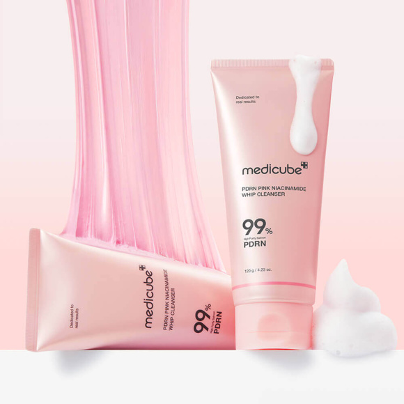 Пенка для&nbsp;умывания с&nbsp;ПДРН и&nbsp;ниацинамидом MEDICUBE PDRN Pink Niacinamide Whip Cleanser (120гр) | Ecoplace