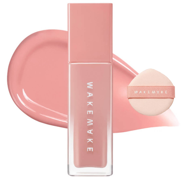 WAKEMAKE Sheer Glow Liquid Blusher + Finger Puff Set (7g) | Ecoplace