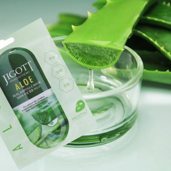 Ампульная маска с&nbsp;экстрактом алоэ JIGOTT Aloe Real Ampoule Mask (27мл) | Ecoplace