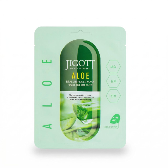 Ампульная маска с&nbsp;экстрактом алоэ JIGOTT Aloe Real Ampoule Mask (27мл) | Ecoplace