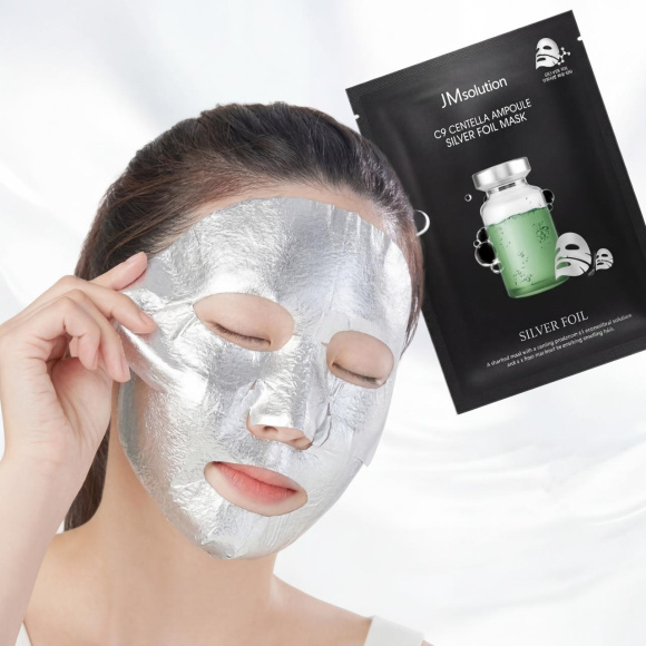 Маска для&nbsp;лица  с&nbsp;центеллой азиатской JMSOLUTION Mask C9 Centella Ampoule Silver Foil (35мл) | Ecoplace