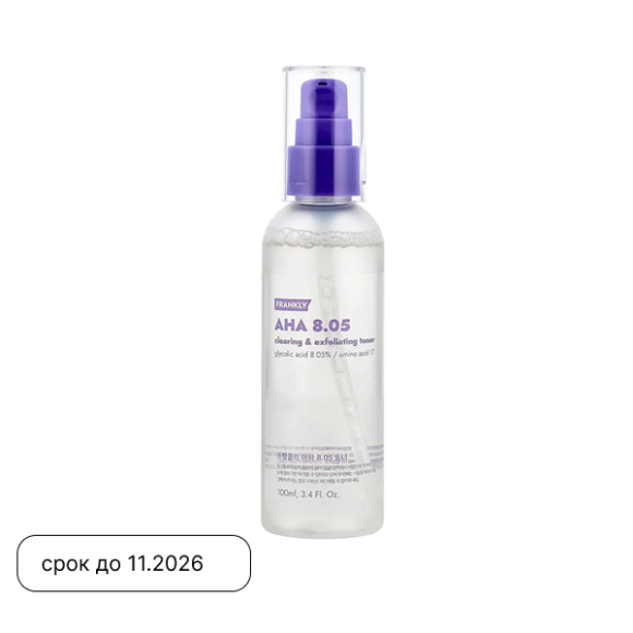Обновляющий тонер с&nbsp;АНА кислотами FRANKLY AHA&nbsp;8.5 Clearing & Exfoliating Toner (100мл) | Ecoplace