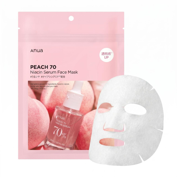 Маска с&nbsp;экстрактом персика и&nbsp;ниацинамидом ANUA Peach 70 Niacin Serum Mask (25мл) | Ecoplace